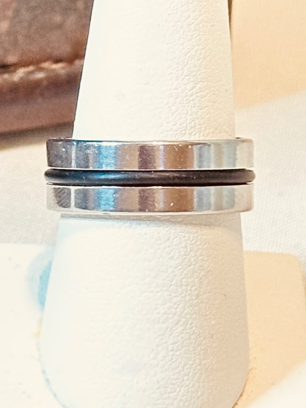 Stainless Steel Black Inlay Wide Band Ring Size 9 NWT Mens Women’s Unisex